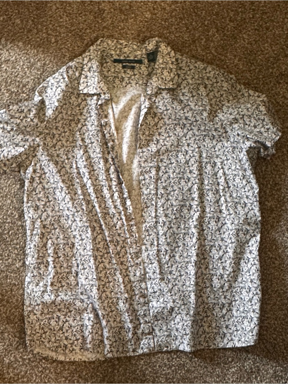 Men's Short-Sleeve Printed Shirt Jacket - White/Black